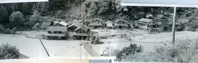 豪雨の被害を受けた西谷村